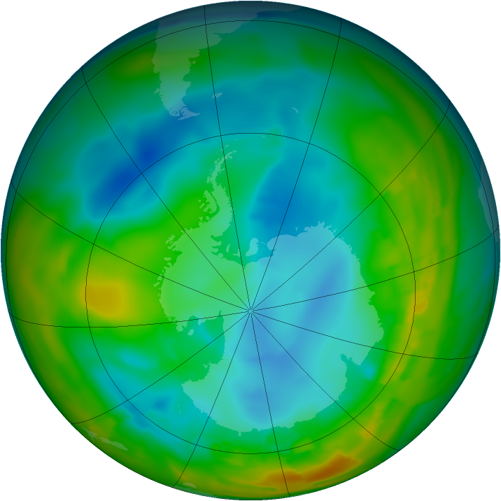 Antarctic ozone map for 03 August 2012